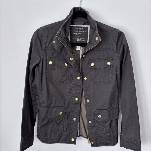 J Crew Women’s XXS Downtown Army Green Field Zip Snap Button Cargo Jacket - Picture 3 of 13